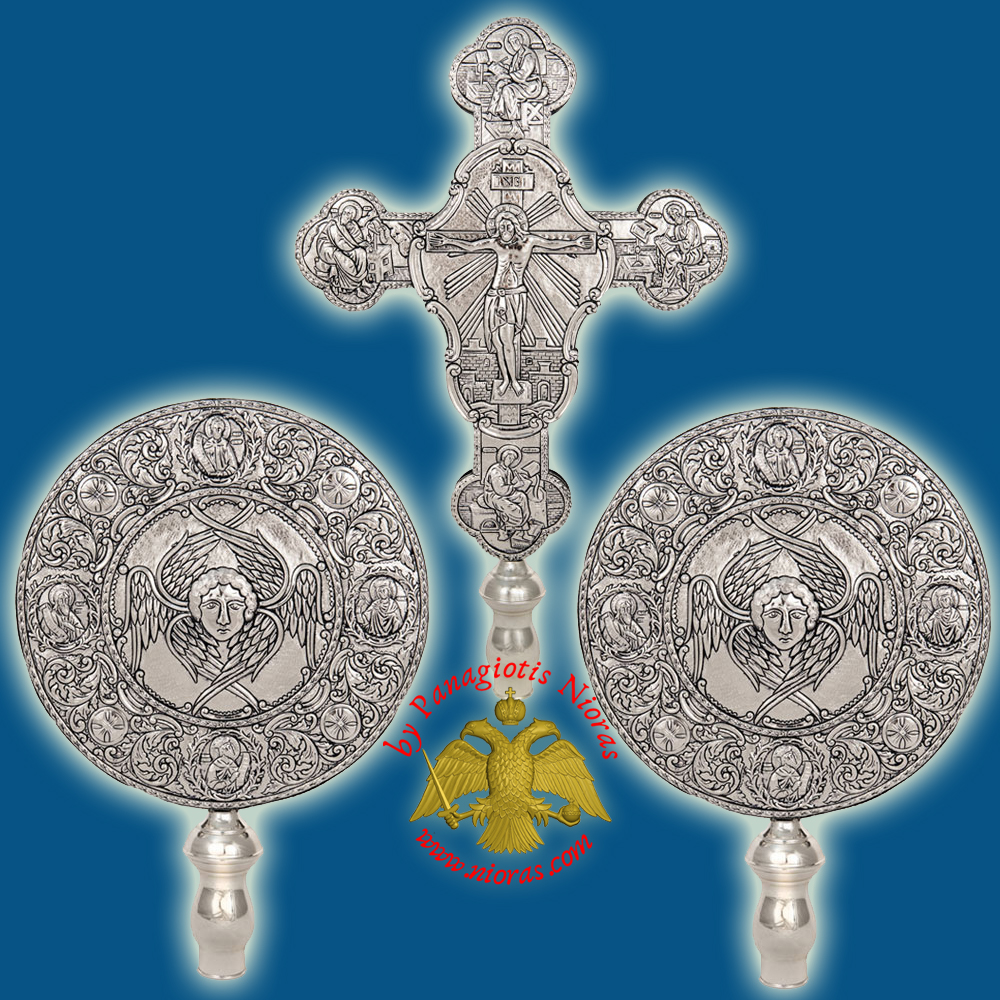Ecclesiastical Exapterigon Set Big Cherubims Silver Plated
