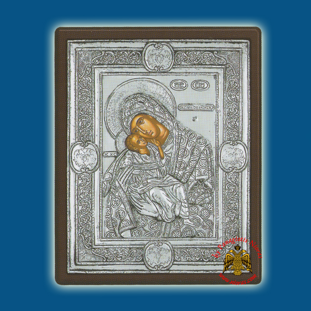 Holy Virgin Mary Theotokos Panagia Glikofilousa Silver Holy Icon