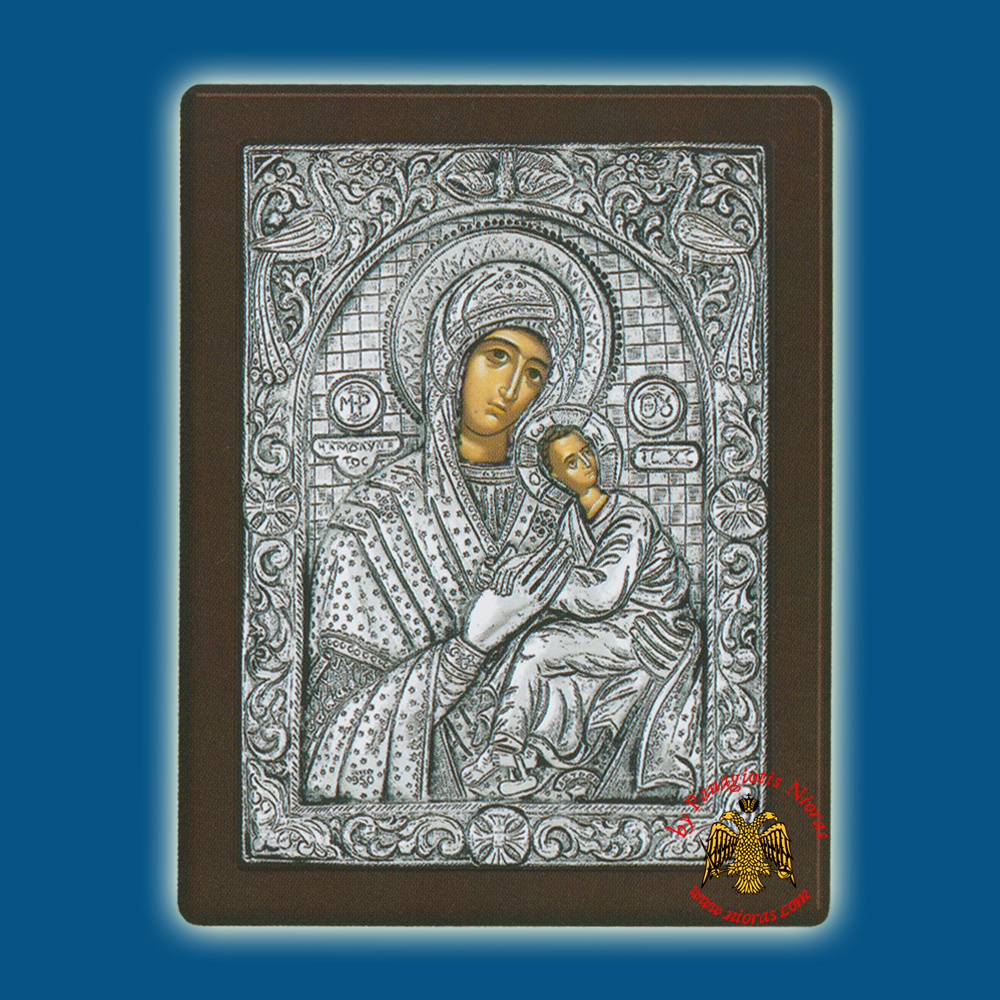 Holy Virgin Mary Theotokos Panagia Amolintos Silver Holy Icon