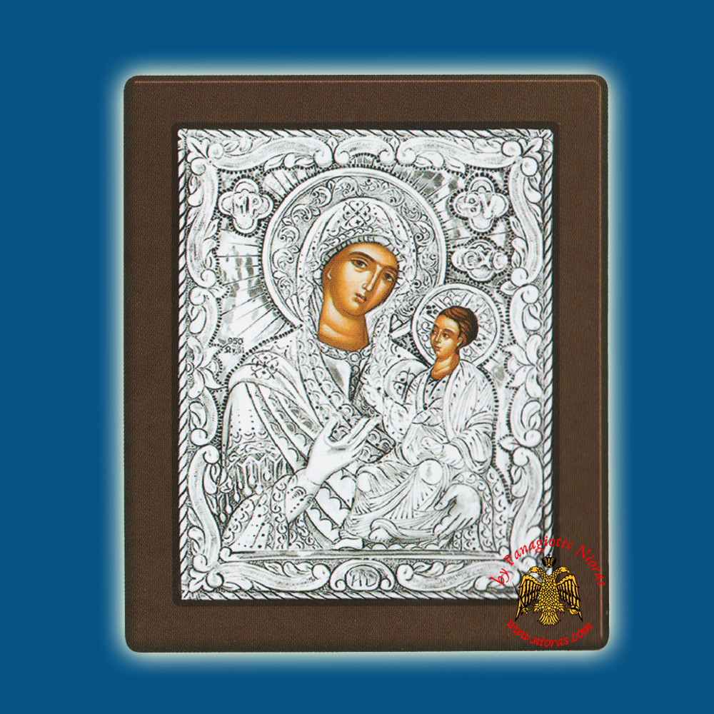 Holy Virgin Mary Theotokos Panagia Eleousa Silver Holy Icon