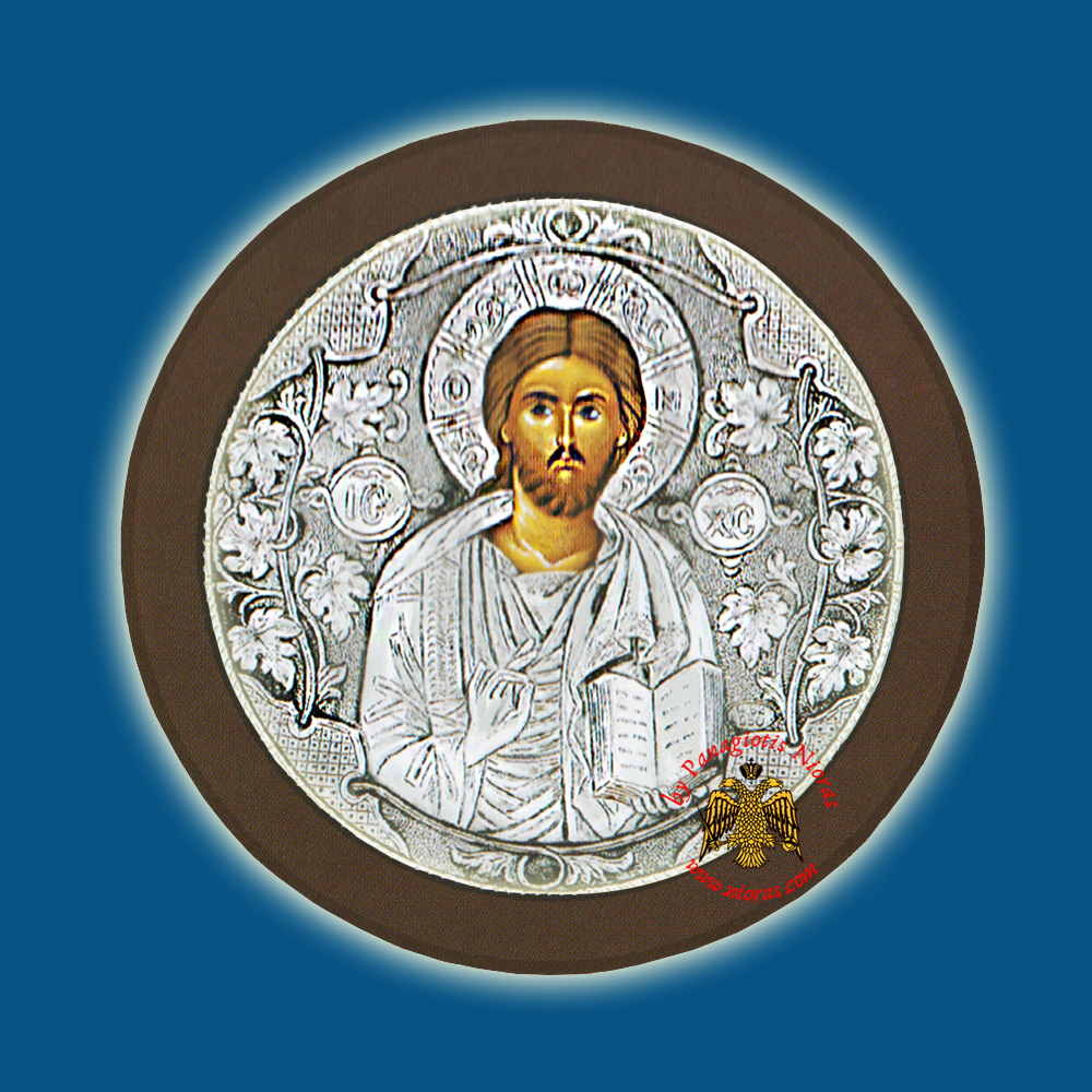 Xristos Silver Holy Icon Round Design