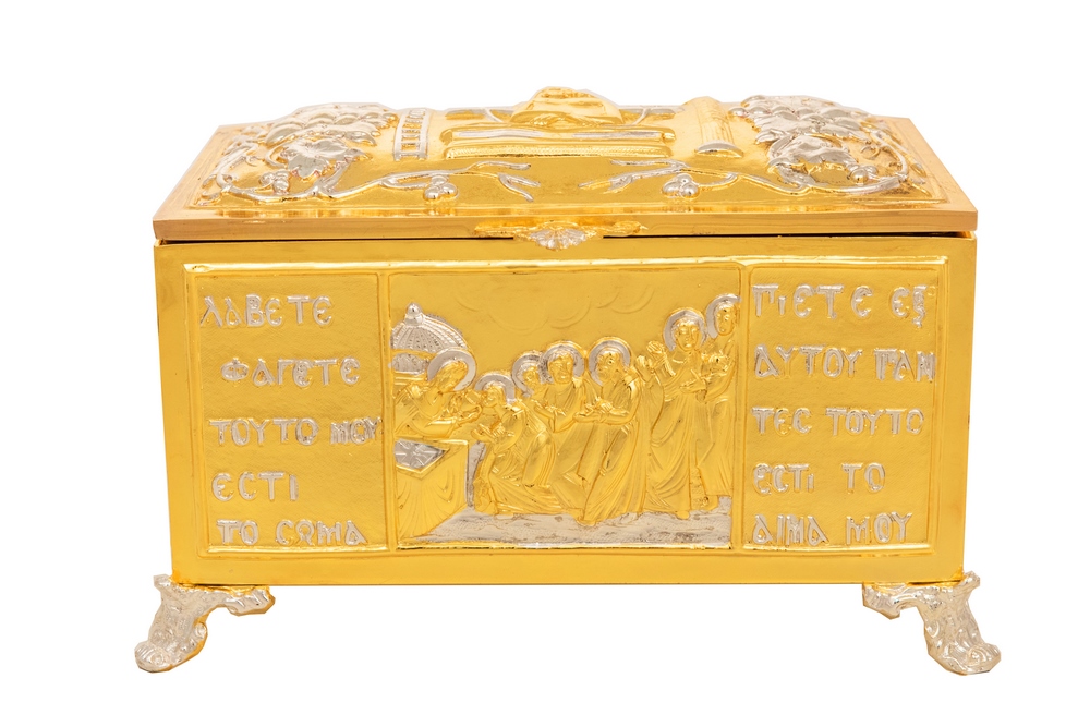 Reliquary Presanctified Box  Gold and Silver Plated