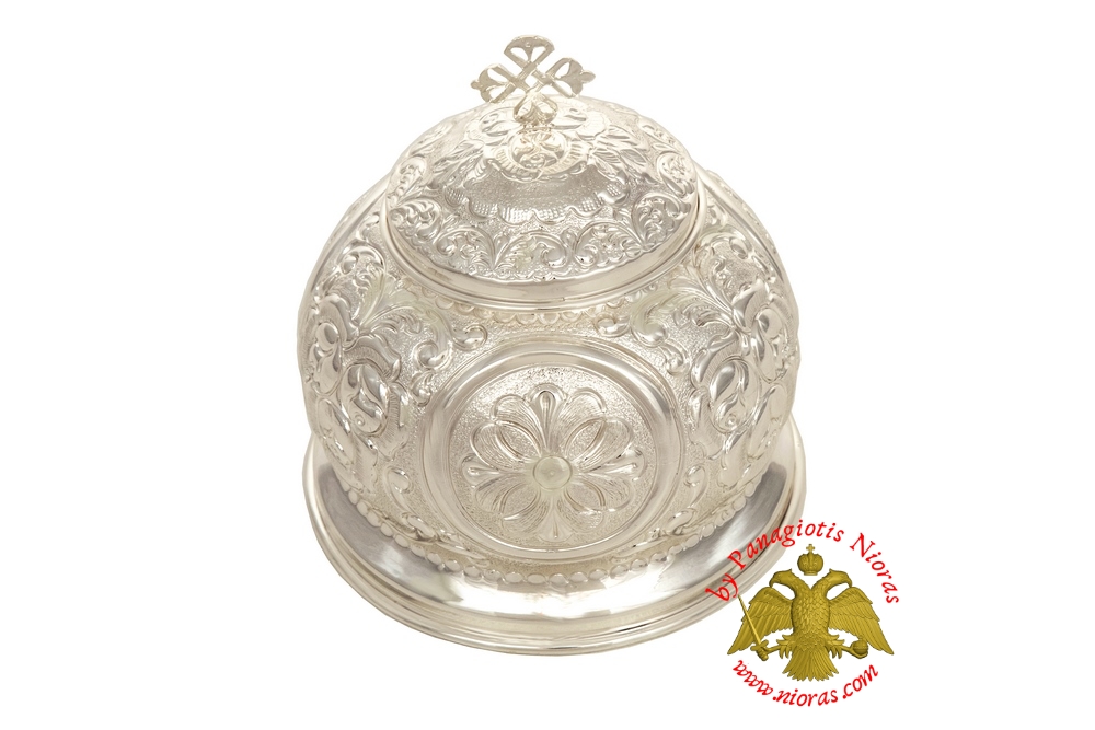 Reliquary Crown Box Silver Plated with Opening Lid h:20 d:17cm