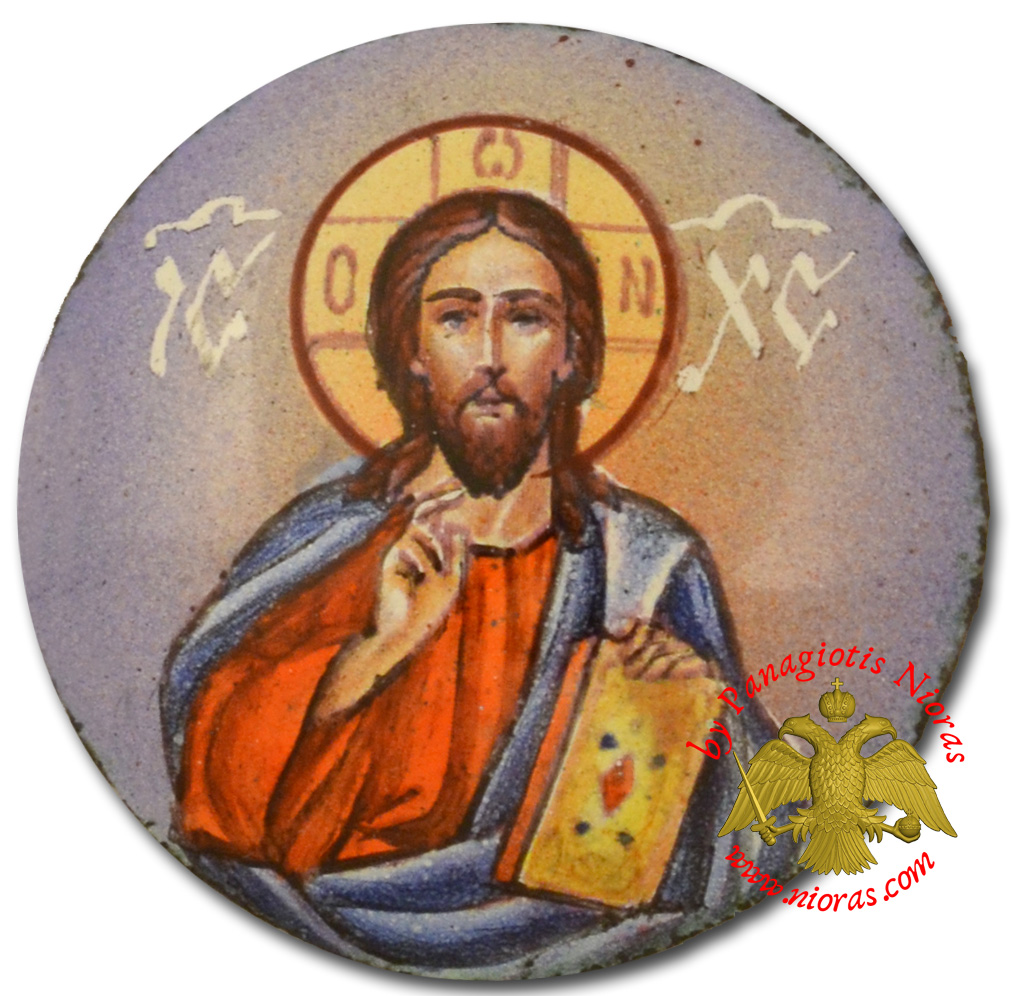 Orthodox Enamel Jesus Christ Blessing Holy Icon 3x3cm
