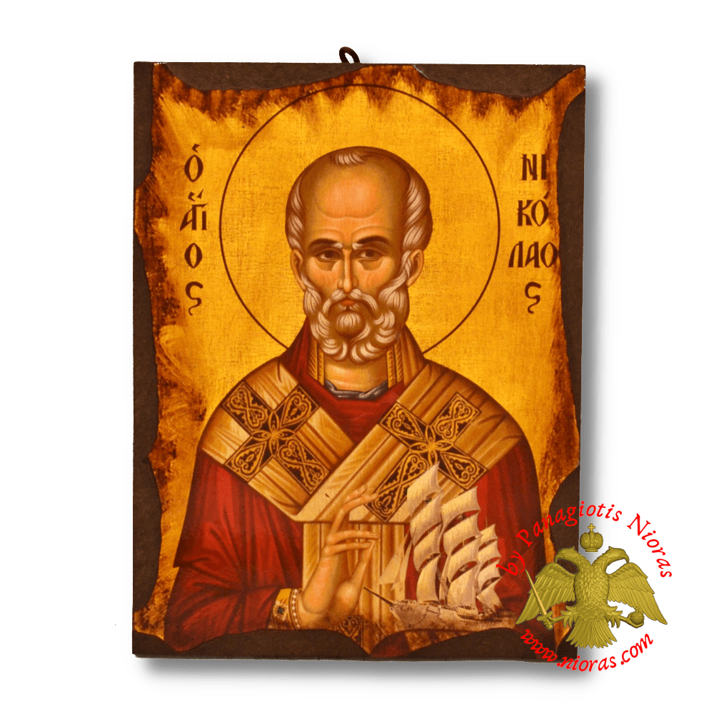 Byzantine Wooden Icon Antique Saint Nickolas