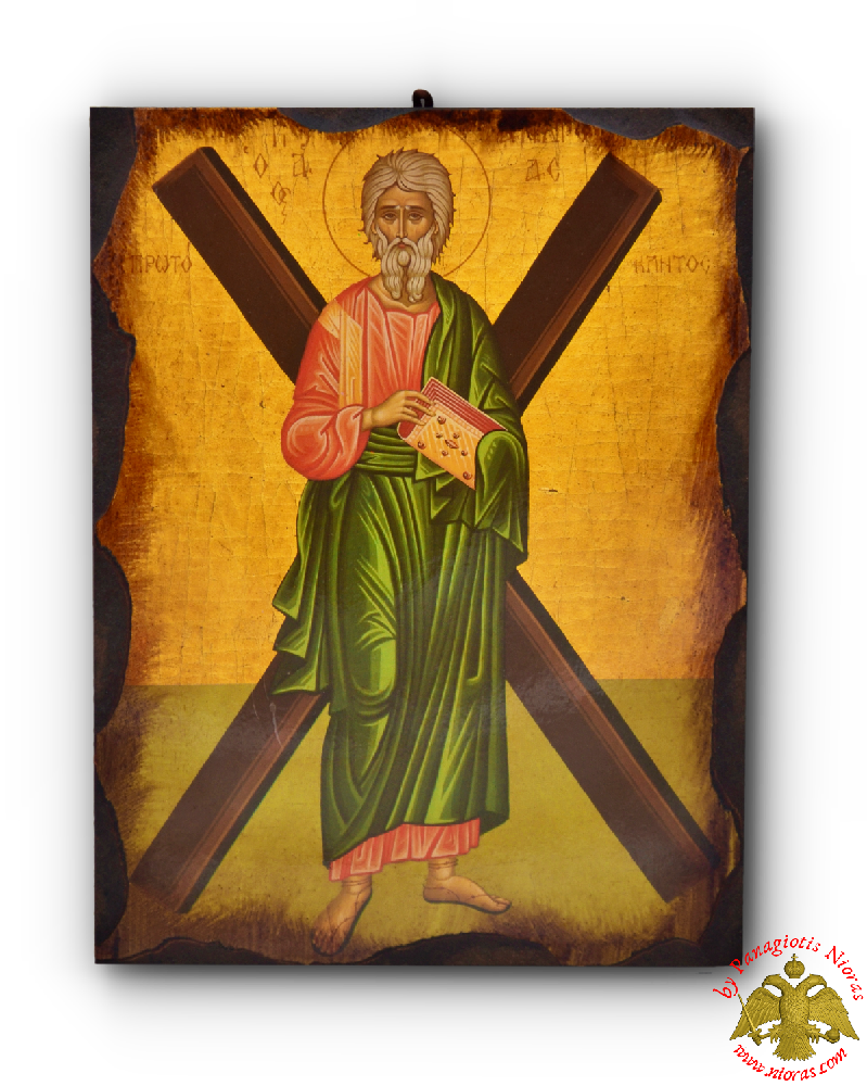 Byzantine Wooden Icon Antique Saint Andrew