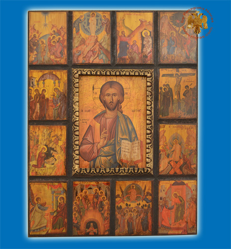 Antique Style Icon Christ Dodekaorton 26x35cm