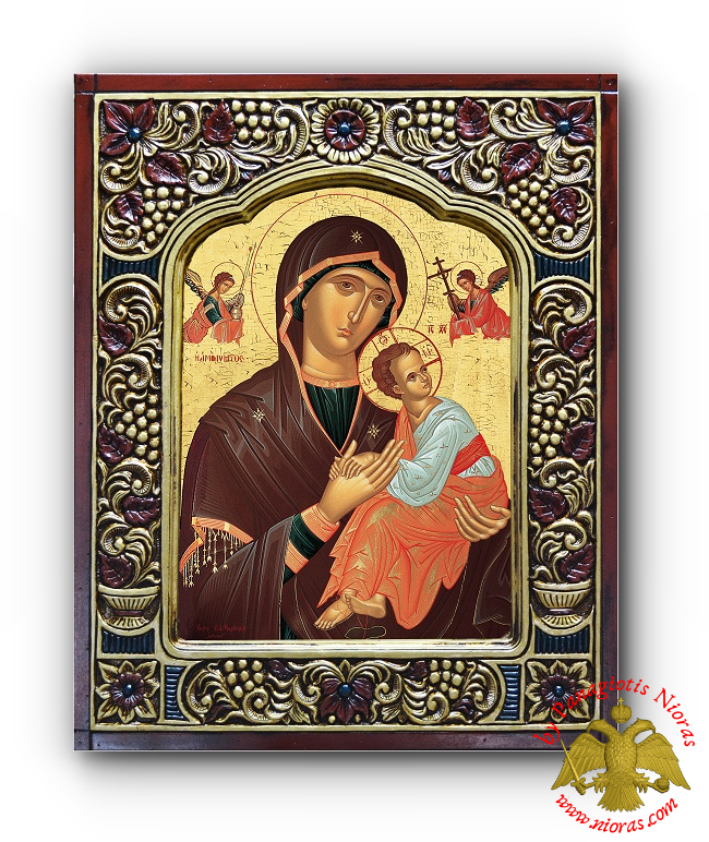 Orthodox Byzantine Style Theotokos Icon with Frame 30x35cm