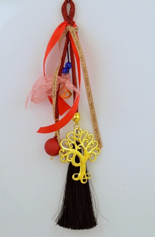Lucky Charm Metal Tree Gold Plated with Wishes Ribbon