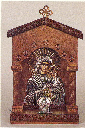 Traditional Orthodox Icon with Electric Lamp C' Wooden Coloured