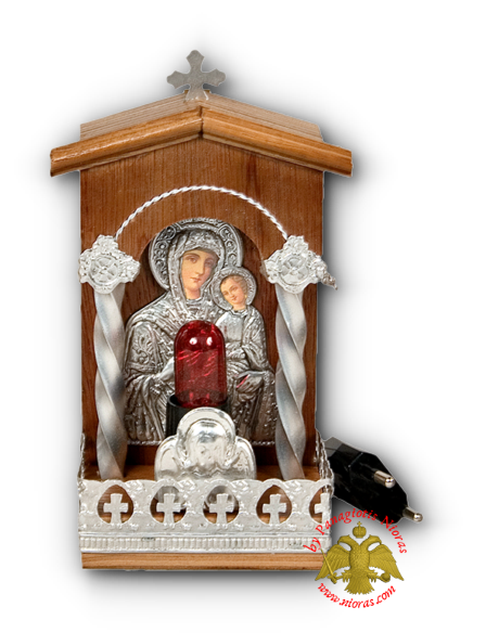 Traditional Orthodox Icon with Electric Lamp Wooden Coloured 8x17cm