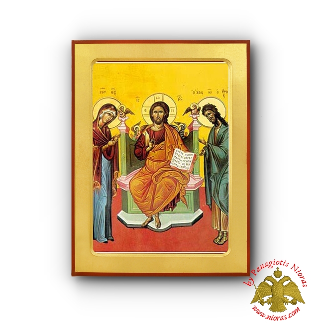 Christ Deisis Byzantine Wooden Icon Iconographer Vranos