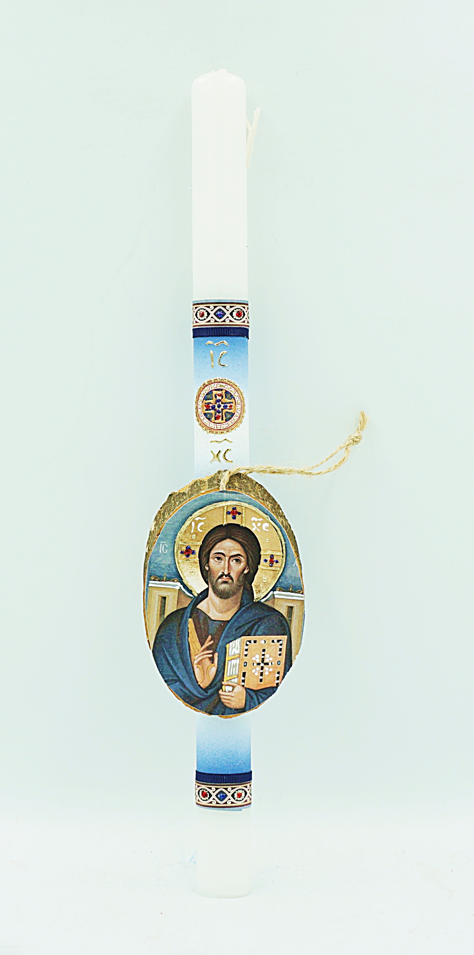Pascha Candle with Jesus Christ Holy Oval Icon 40cm