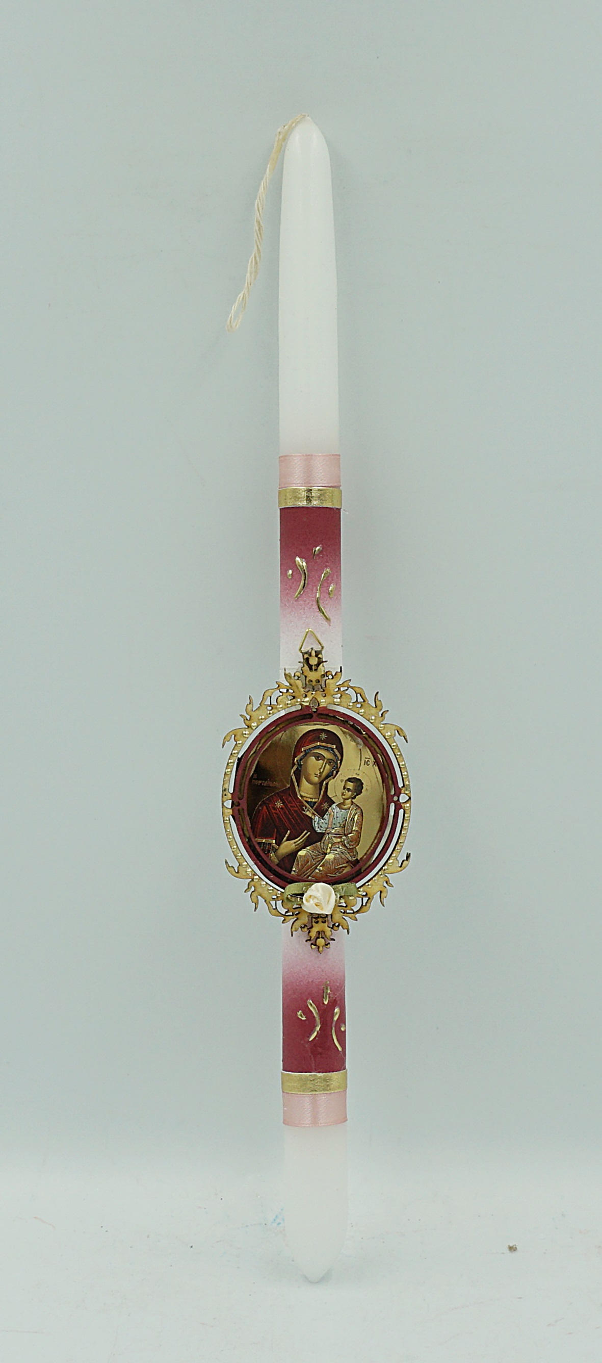 Pascha Candle with Theotokos Holy Round Icon 40cm