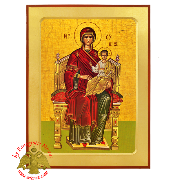 Panagia Enthroned Byzantine Wooden Icon
