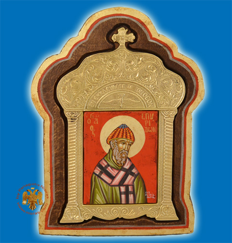 Wooden Icon Saint Spiridon Red