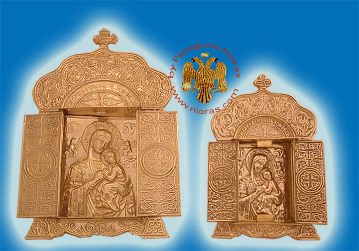 Theotokos Icon on Metal Church Style Decor Brass