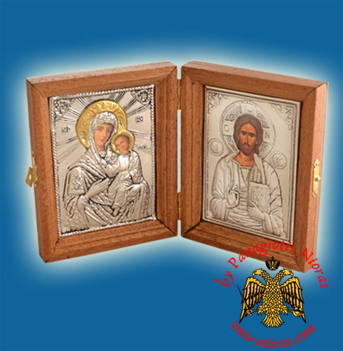 Diptych wooden with Metal Icons 9x12x3cm