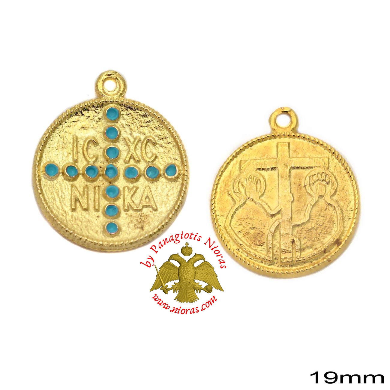 Casting Constantinato Coin Pendant GOLD PLATED TURQUOISE - 20 pcs