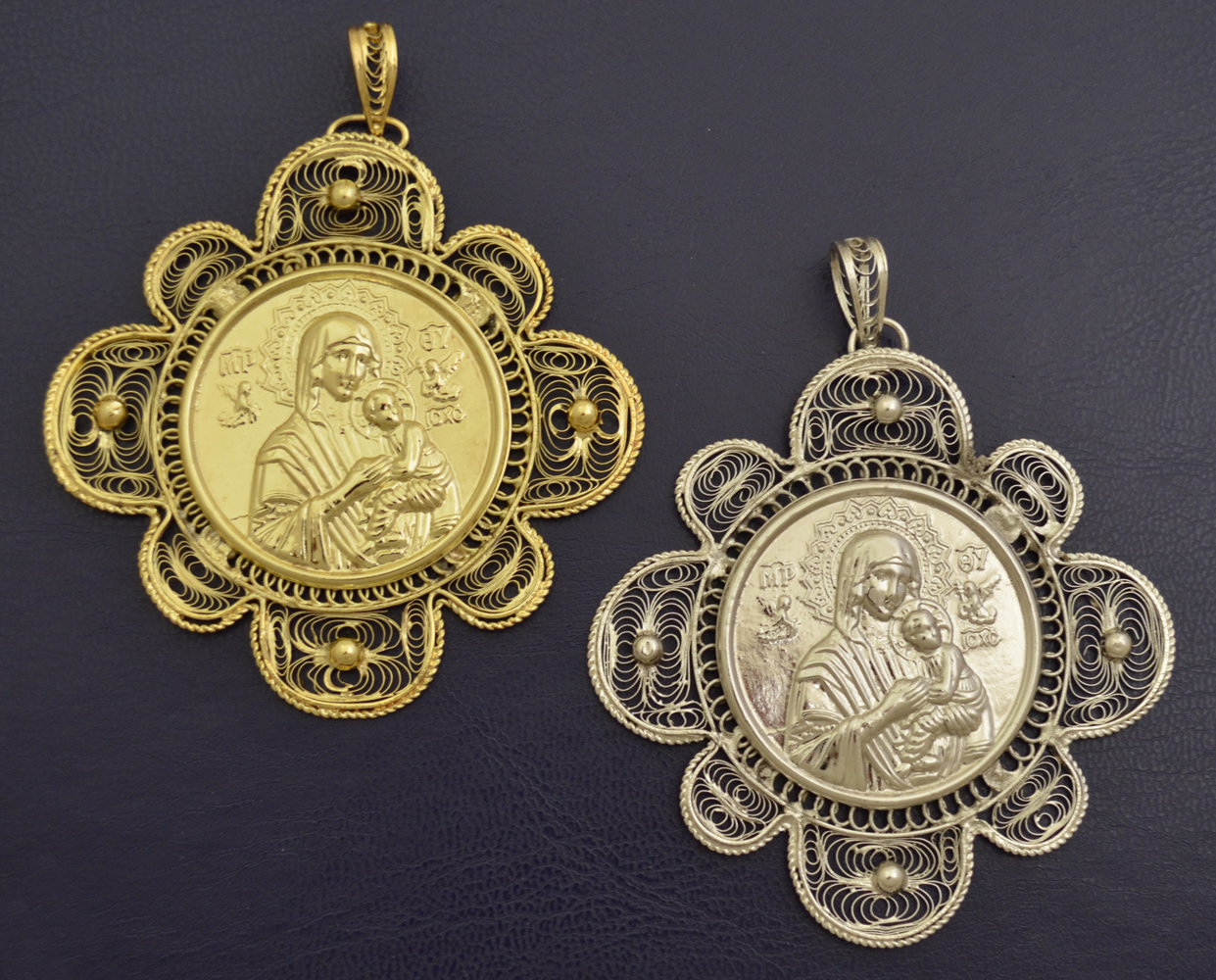 Hand Made Filigree Metal Icon Gold Plated