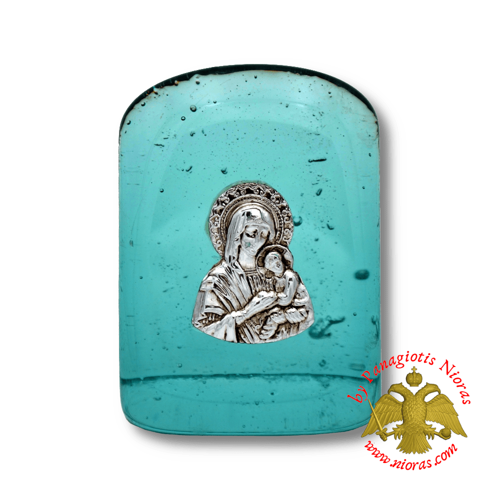 Theotokos Icon on Blown Glass 6.5x5cm