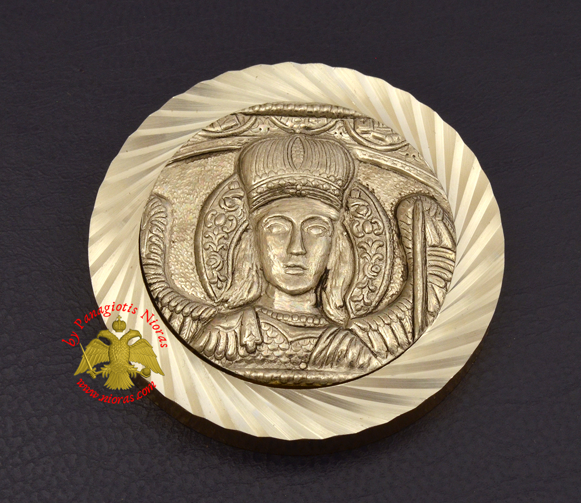 Magnetic Orthodox Icon Archangel Mantamados in Diamond Cut Golden Aluminum Frame 46mm