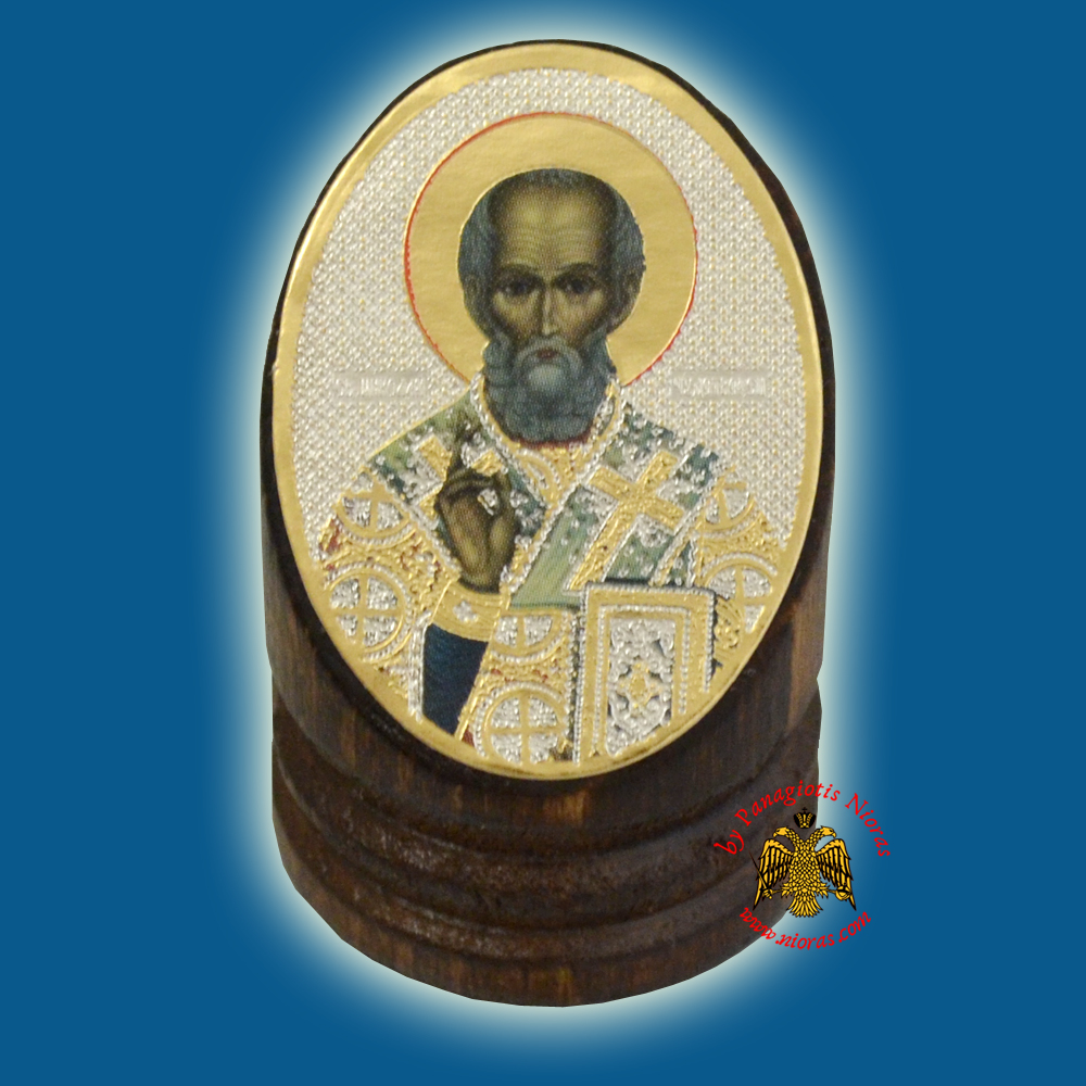 Wooden Orthodox Icon of Saint Nicholas 3x4cm