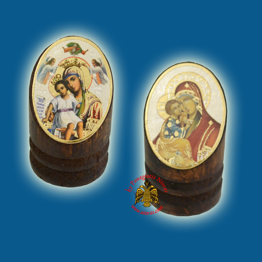 Wooden Orthodox Icon of Theotokos 3x4cm