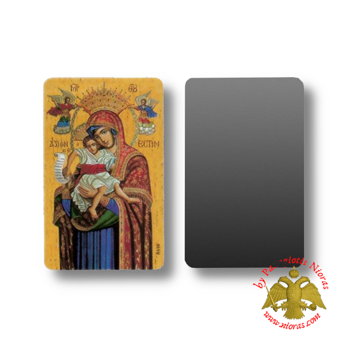 Orthodox Holy Virgin Mary Axion Esti Paper Icon on Magnet Foil (set of 5pcs)