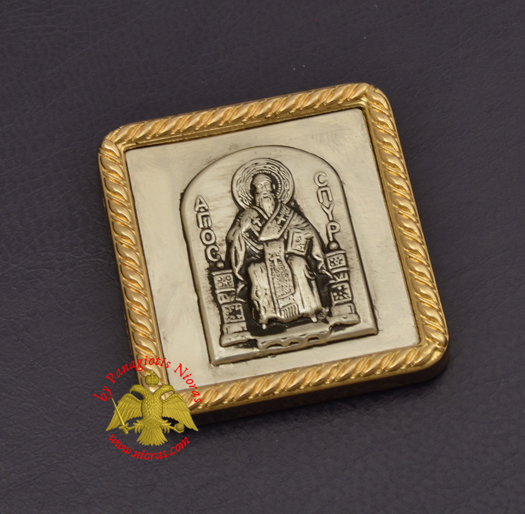 Magnetic Orthodox Icon Saint Spiridon in Golden Frame 35x40mm