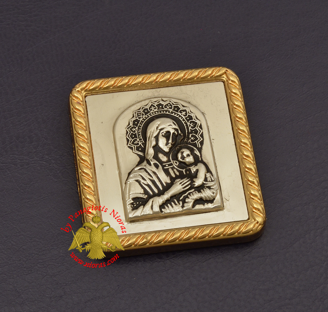 Magnetic Orthodox Icon Theotokos Panagia in Golden Frame 35x40mm