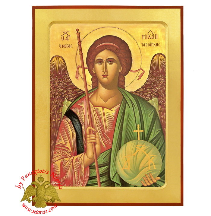 Archangel Michael Byzantine Wooden Icon by Nun Kassiani