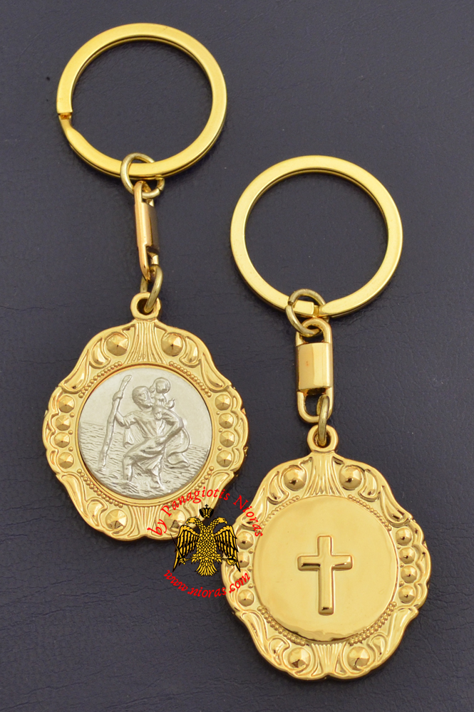 Orthodox Metal KeyHolder Hanging Christopher Icon Bell Shaped