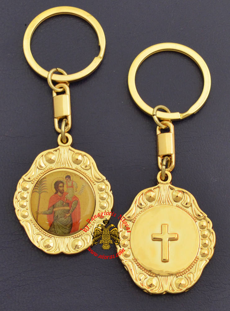 Orthodox Metal KeyHolder Hanging Saint Christopher Icon Bell Shaped
