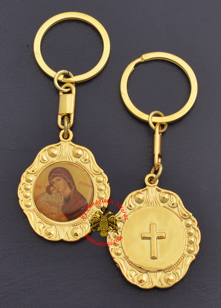 Orthodox Metal KeyHolder Hanging Panagia Sticker Icon Bell Shaped