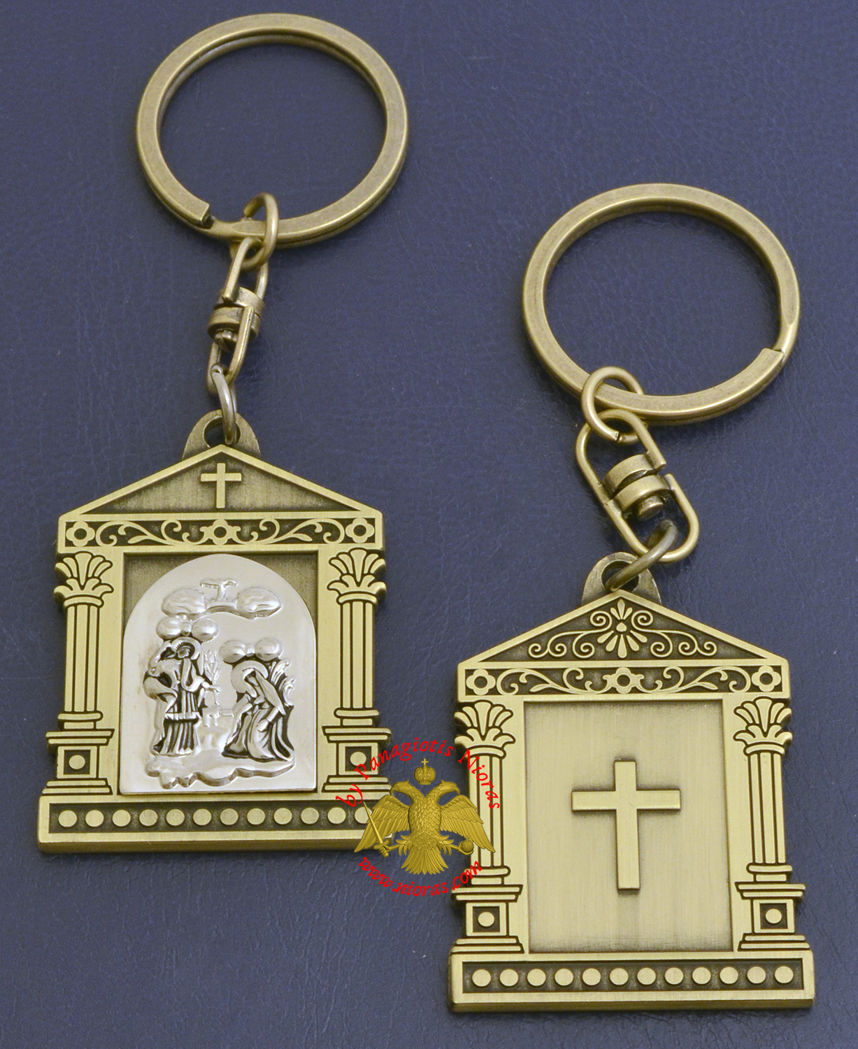 Orthodox Metal Keyring Church Design Antique with Annunciation Holy Icon