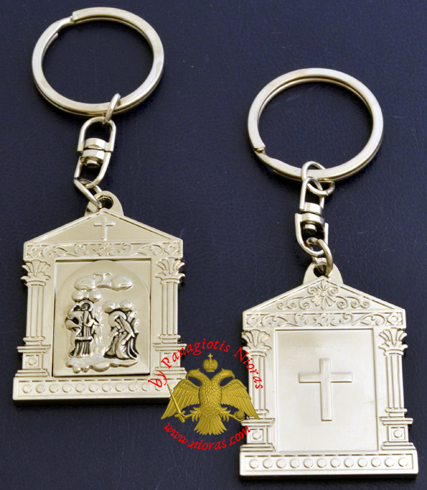 Orthodox Metal Keyring Church Design Nickel with Annunciation Holy Icon