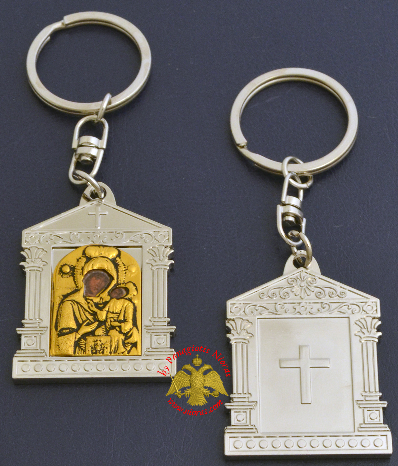 Orthodox Metal Keyring Church Design Nickel Panagia of Paros Holy Icon