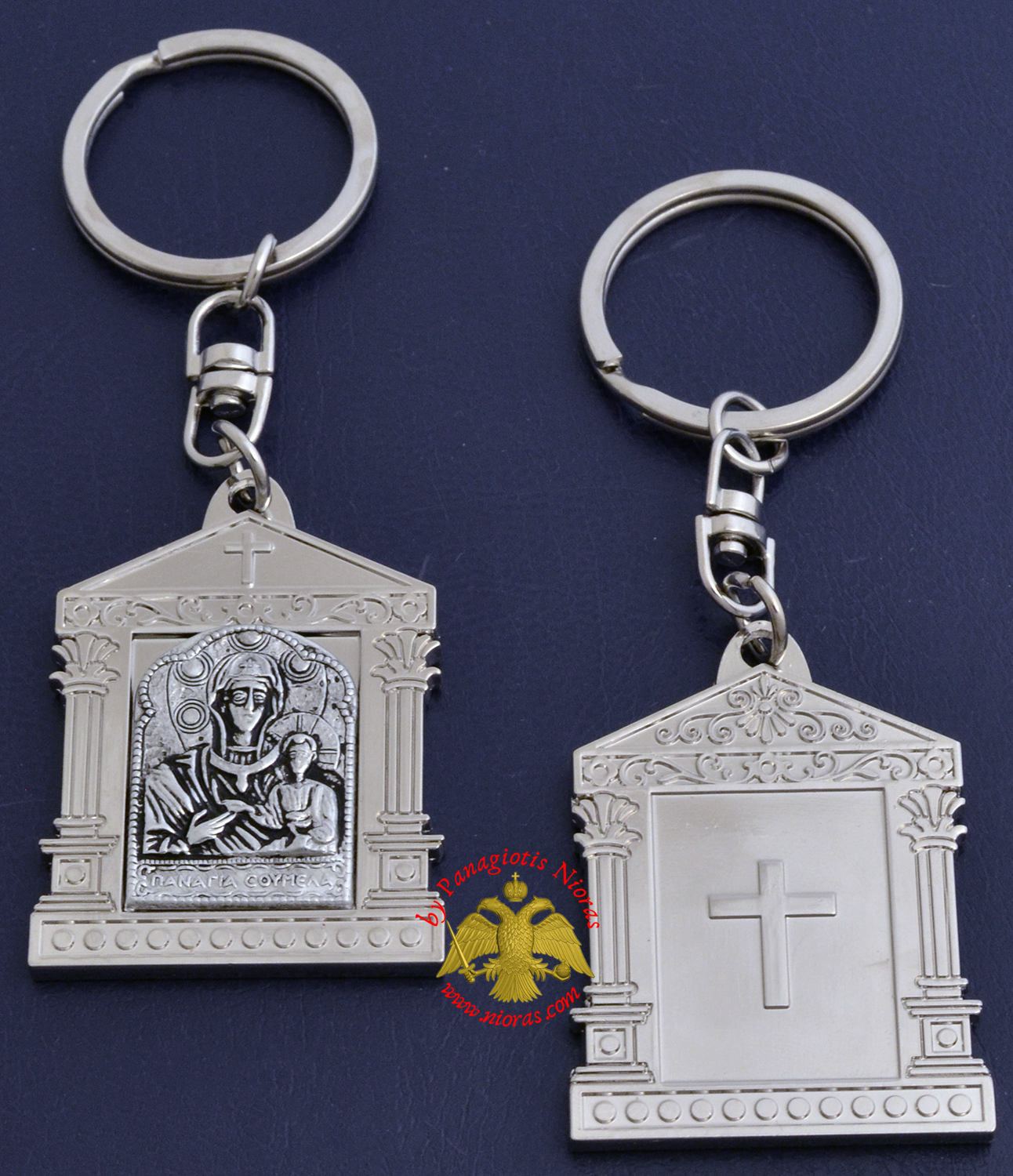 Orthodox Metal Keyring Church Design Nickel Theotokos Soumela Holy Icon