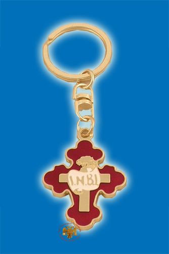 Orthodox Byzantine Metal Cross Gold Plated with Enamel Key Ring