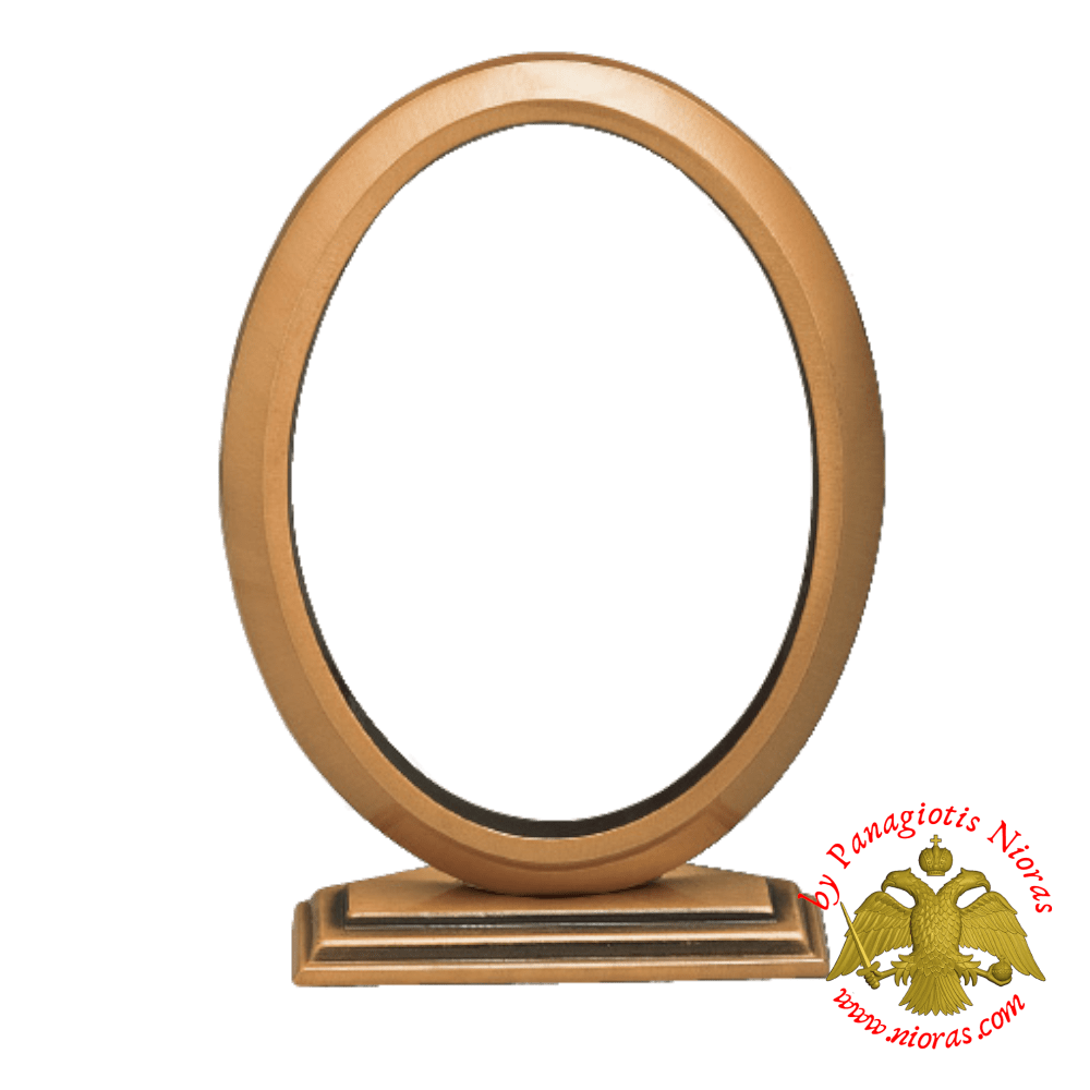 Cenotaph Oval Simple Style Bronze Metal Frame 11x15cm for Cemetery with Standing Base