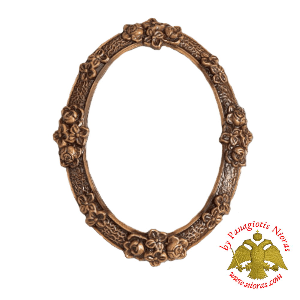Cenotaph Oval Flowers Style Bronze Metal Frame 13x18cm for Cemetery