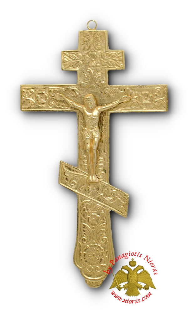 Russian Blessing Metal Cross Gold Plated Finishing 10x17cm