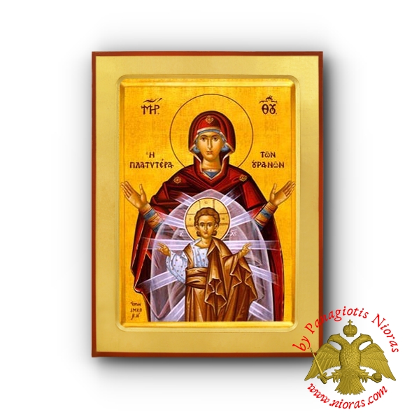 Holy Theotokos Panagia Platytera of Heavens Wooden Byzantine Icon
