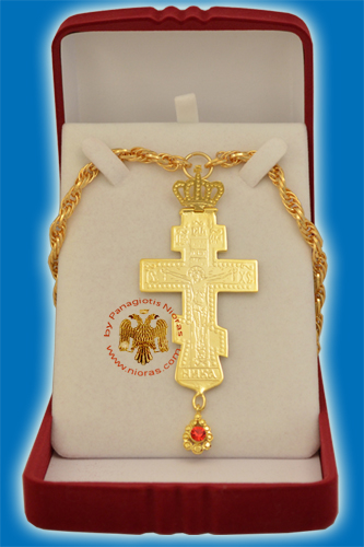 Pectoral Cross Gold Plated Russian Style 8x8cm
