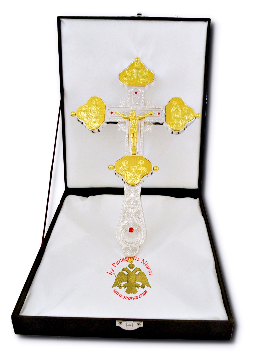 Blessing Orthodox Cross with Crucifixion Gold Plated Detail 28x17cm