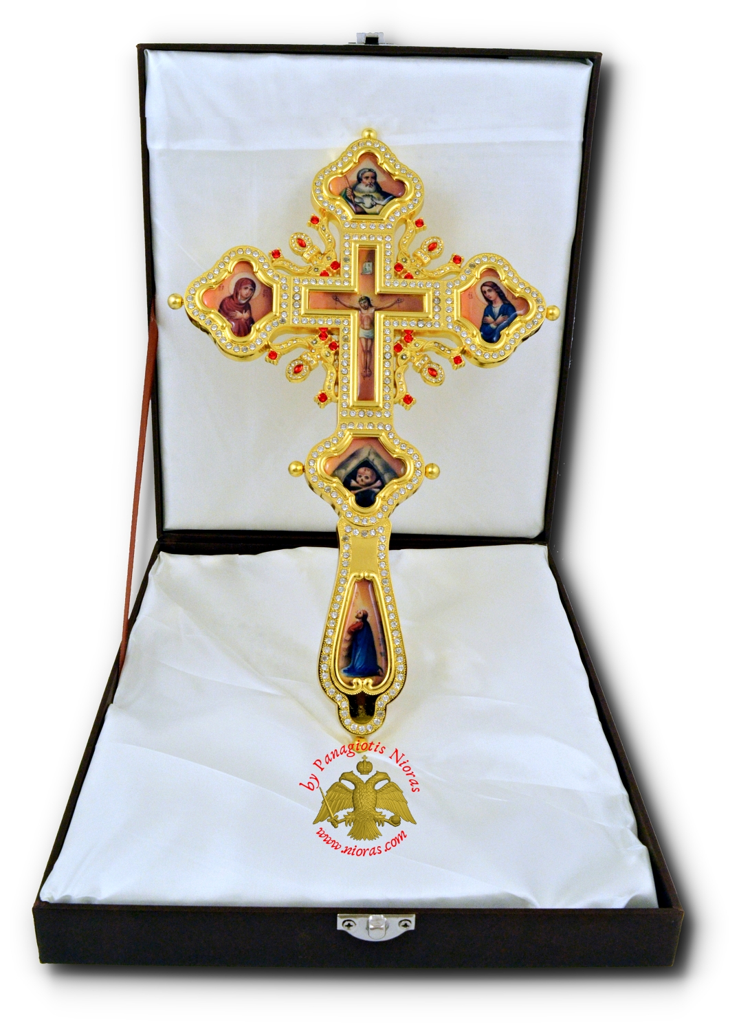 Blessing Orthodox Cross with Crucifixion Soft Enamel Details 28x17cm