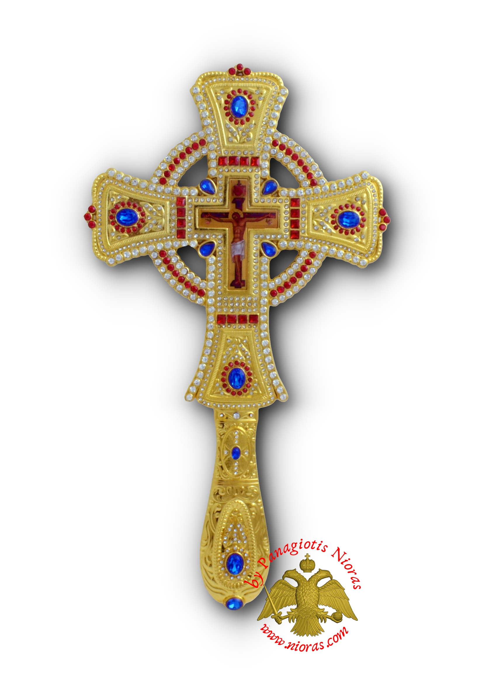 Blessing Orthodox Cross with Crucifixion Soft Enamel