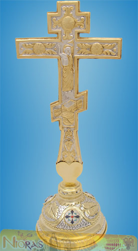 Blessing Cross Double Sided Russian Style with Base Stand