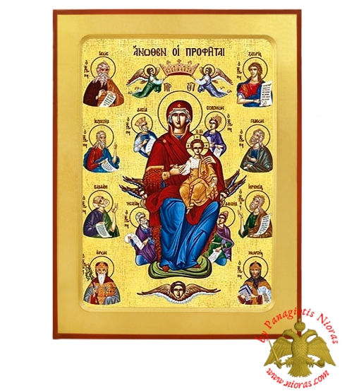 Παναγία Ένθρωνη με Προφήτες Ξύλινη Βυζαντινή Εικόνα